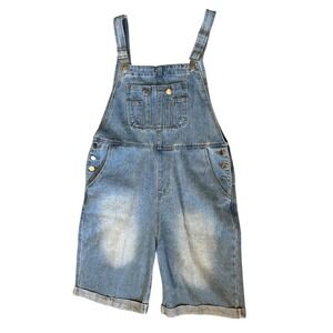 Women's Denim Overall Shorts, Size Medium, Casual, Green Acres, Country Girl